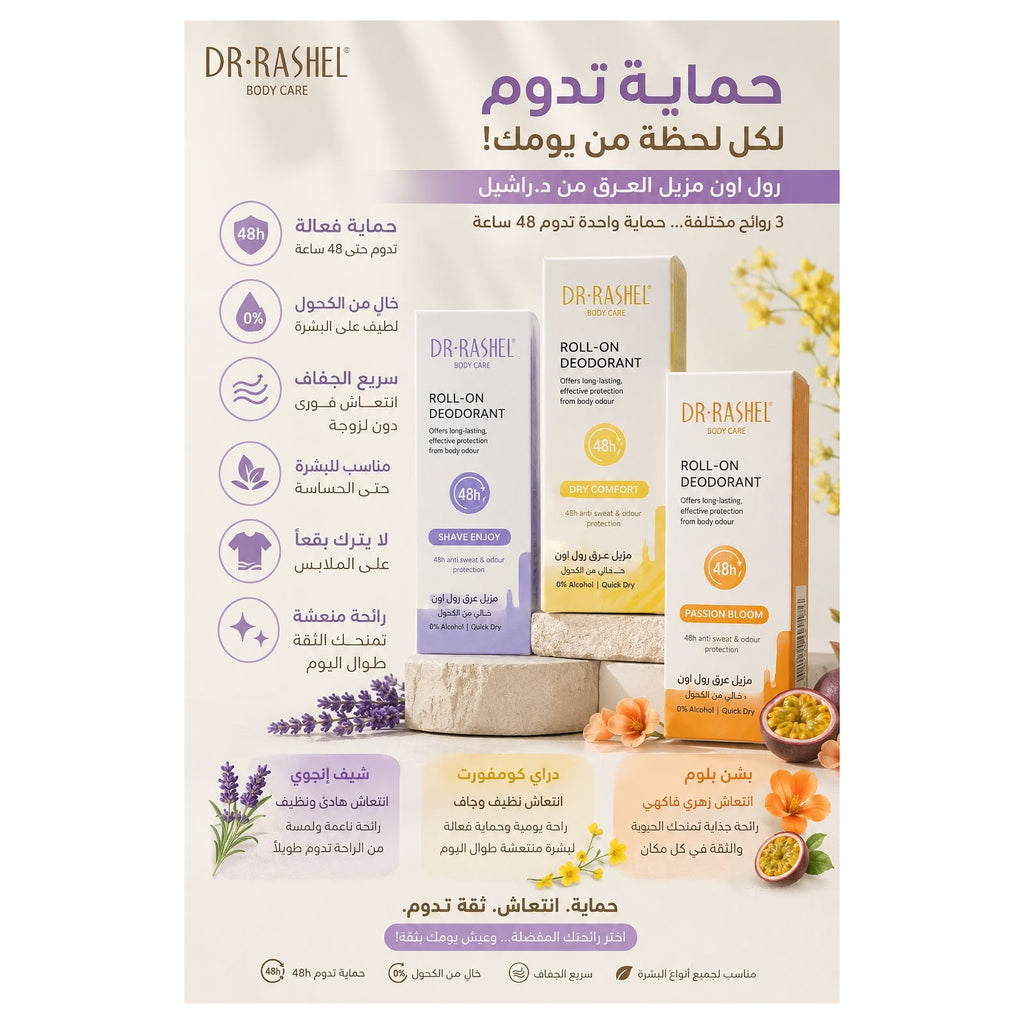 مزيل عرق Dr.Rashel رول أون أوكسي كومفورت ٤٨ ساعة